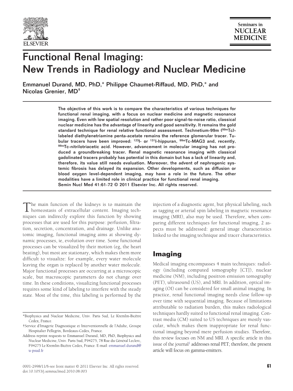 Functional Renal Imaging: New Trends in Radiology and Nuclear Medicine