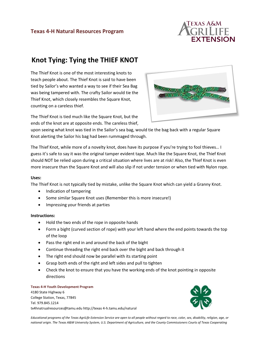 Tying the THIEF KNOT