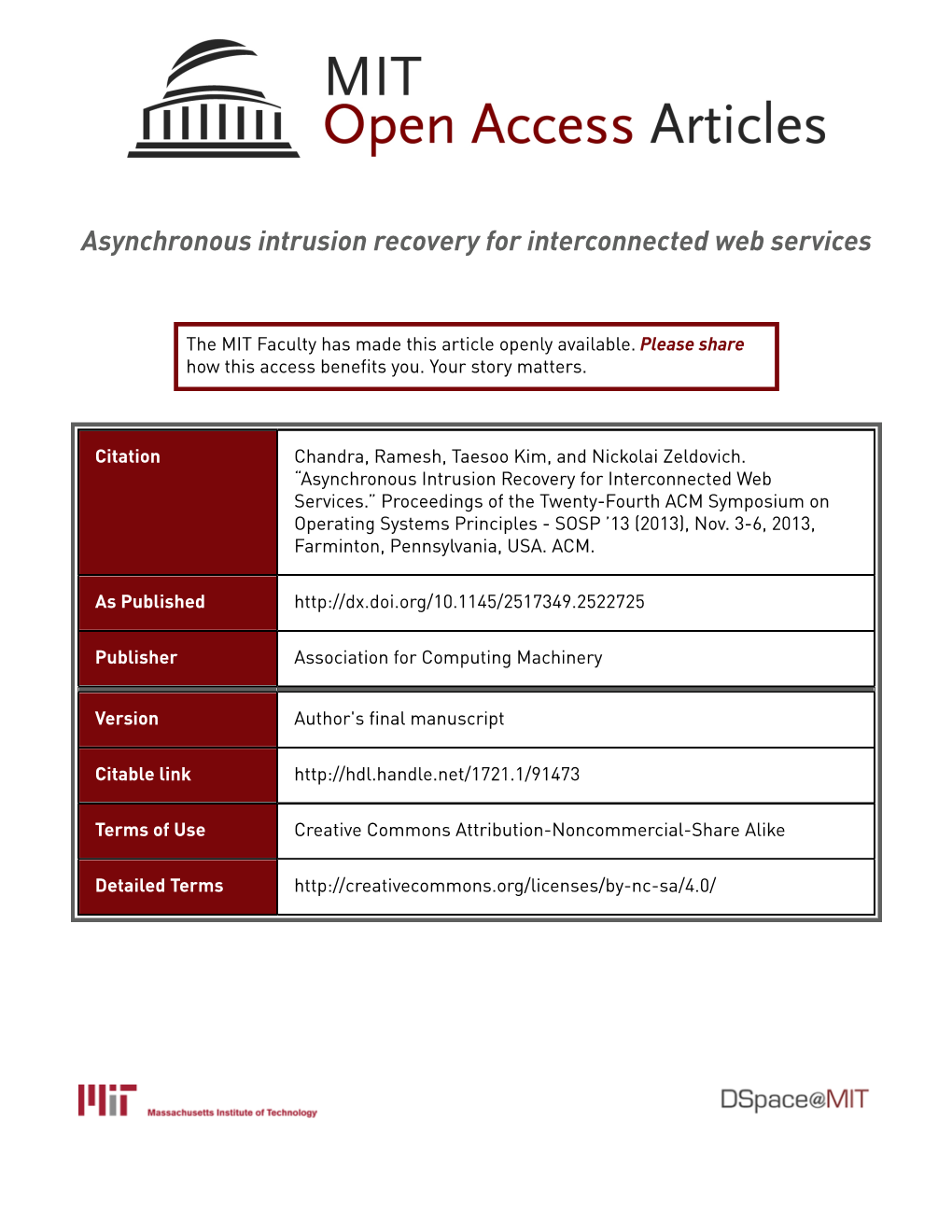 Asynchronous Intrusion Recovery for Interconnected Web Services