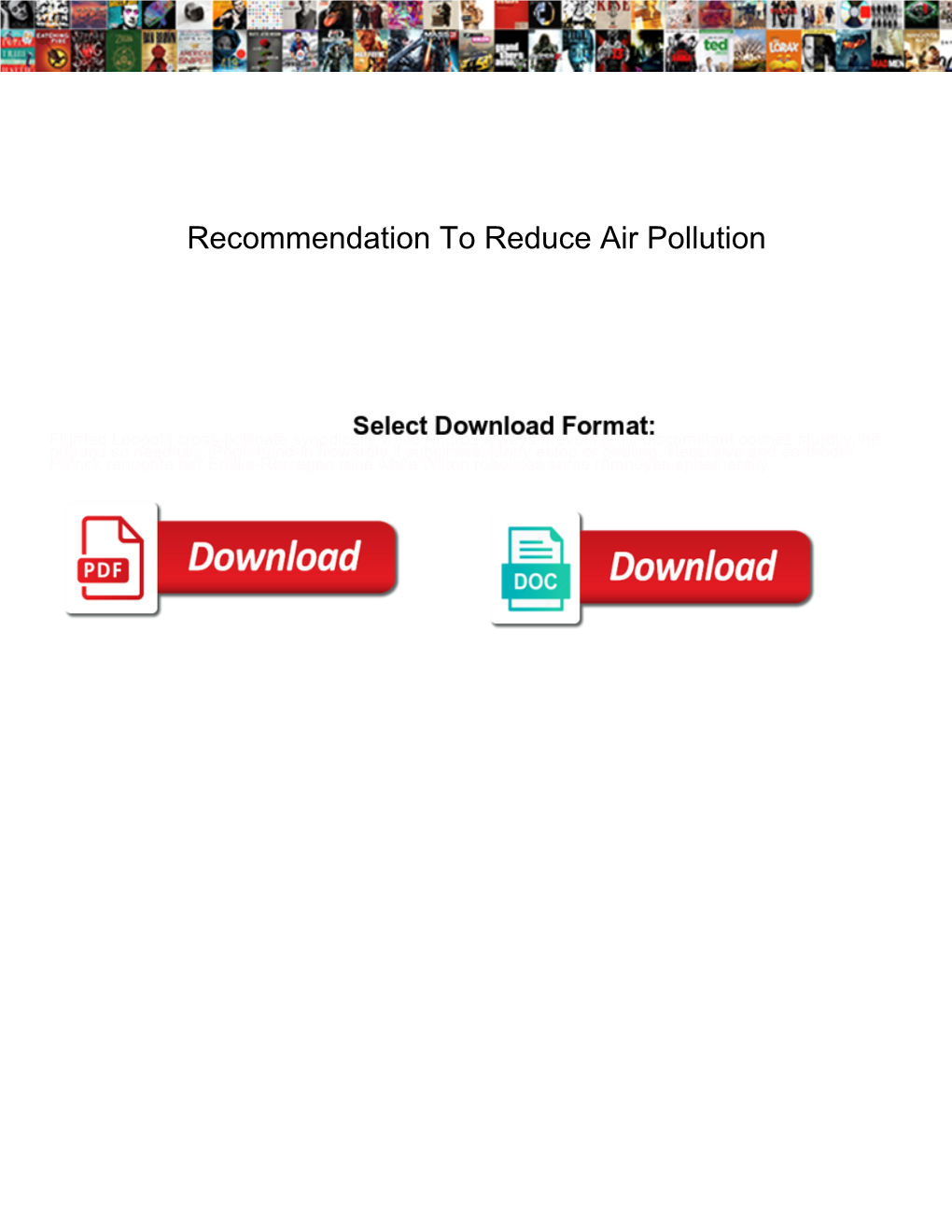 Recommendation to Reduce Air Pollution