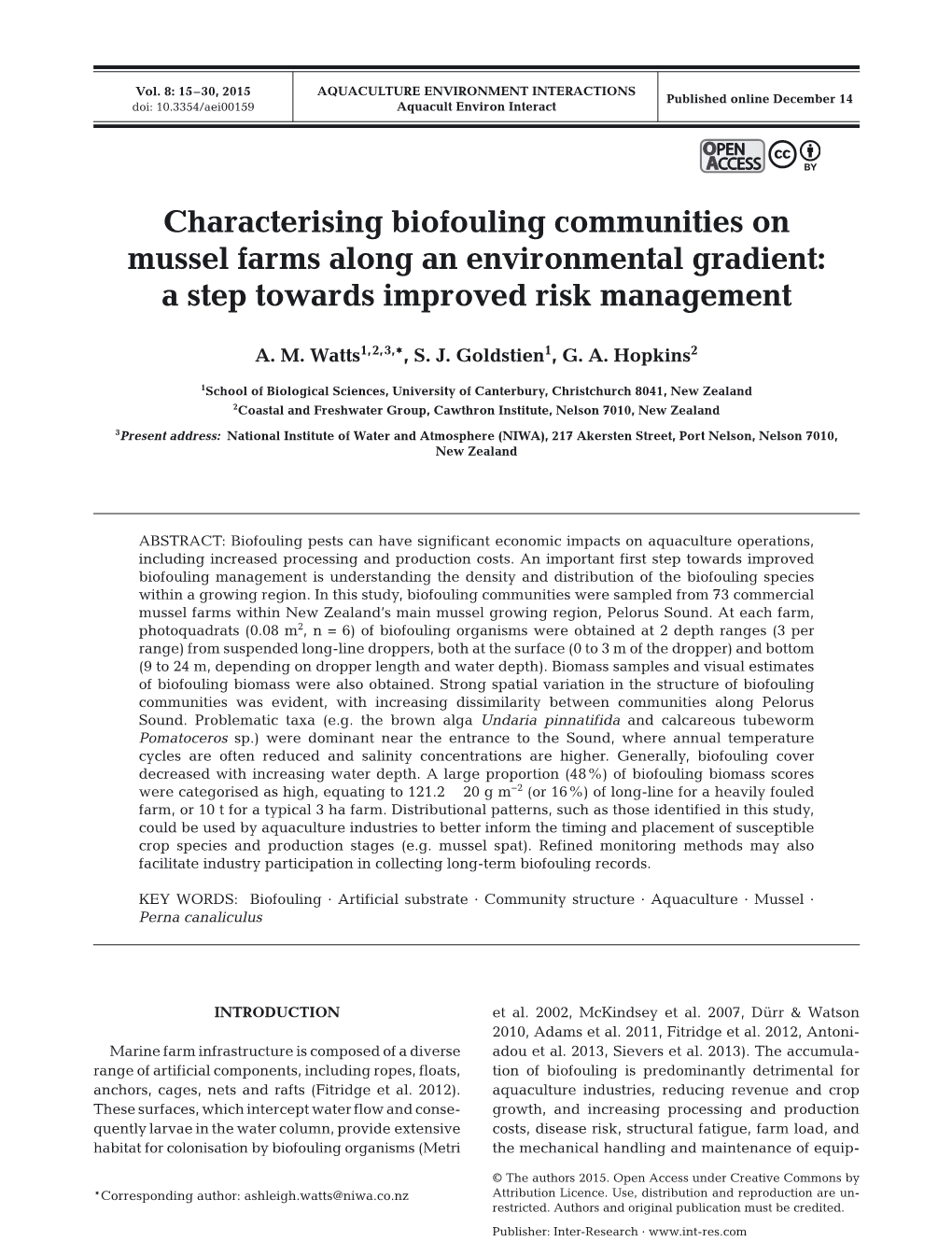 Characterising Biofouling Communities on Mussel Farms Along an Environmental Gradient: a Step Towards Improved Risk Management