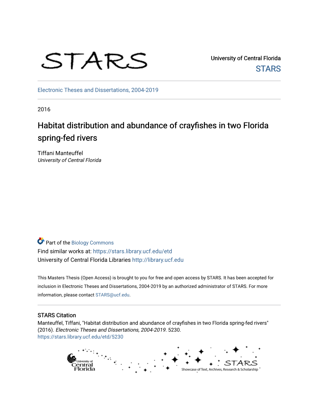 Habitat Distribution and Abundance of Crayfishes in Two Florida Spring-Fed Rivers