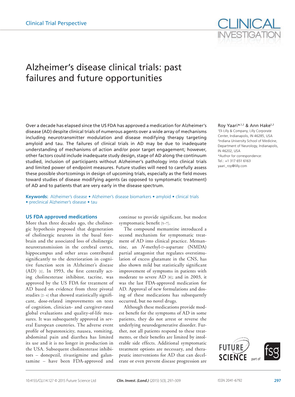 Alzheimer's Disease Clinical Trials