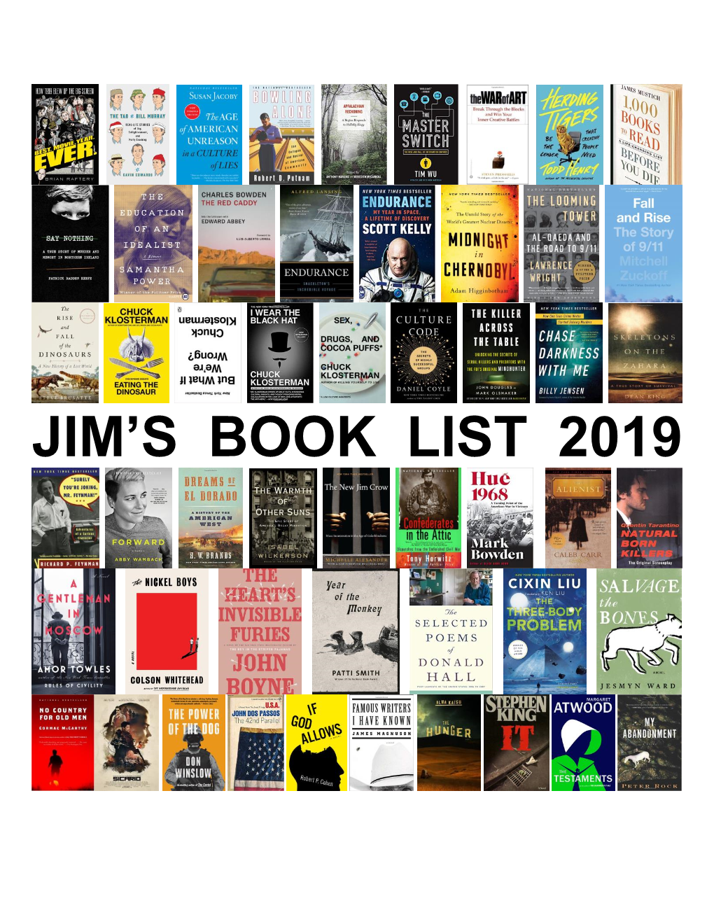 Jim's Book List 2019