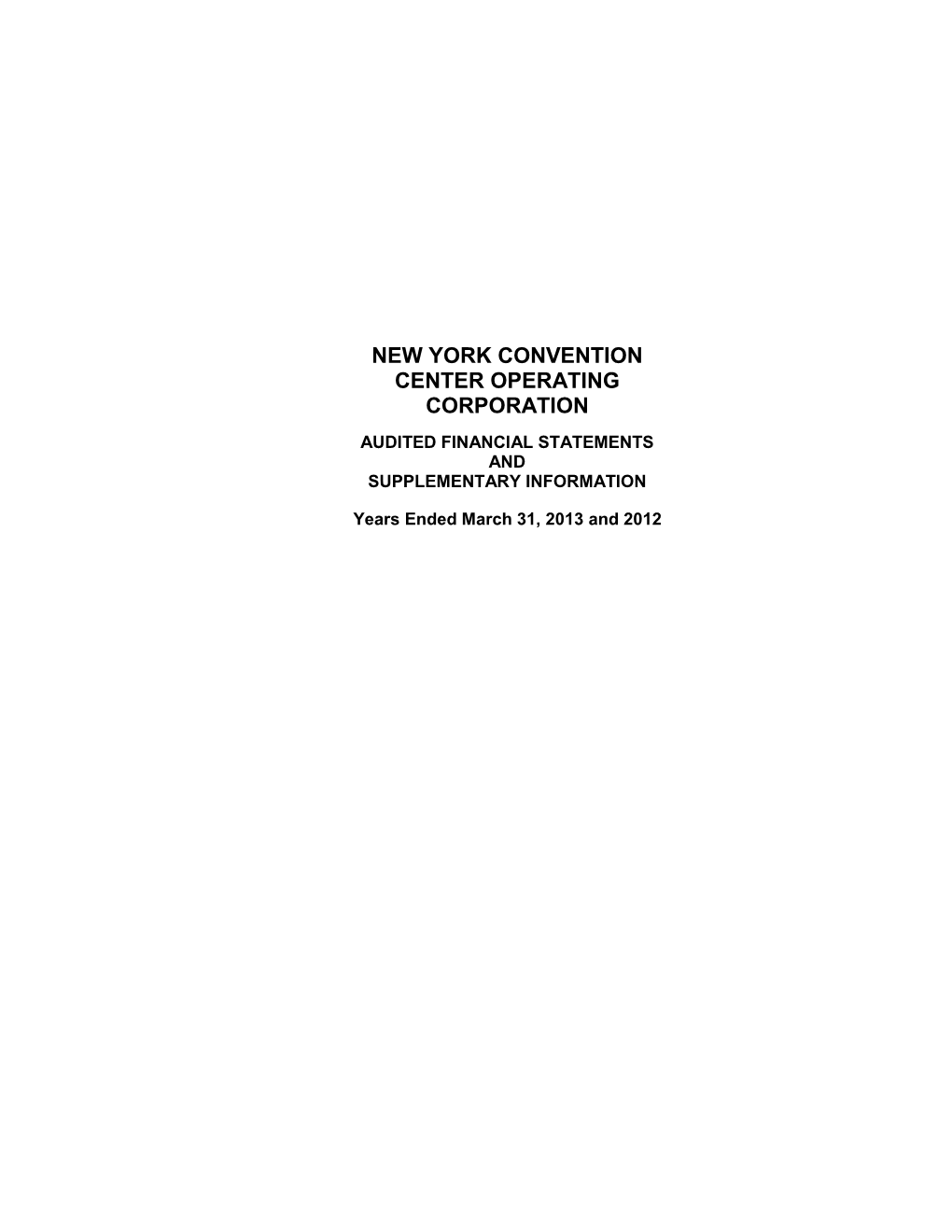 New York Convention Center Operating Corporation