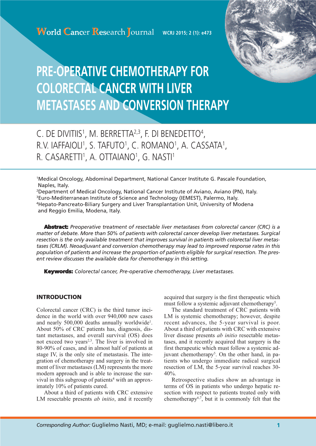 Pre-Operative Chemotherapy for Colorectal Cancer with Liver Metastases and Conversion Therapy