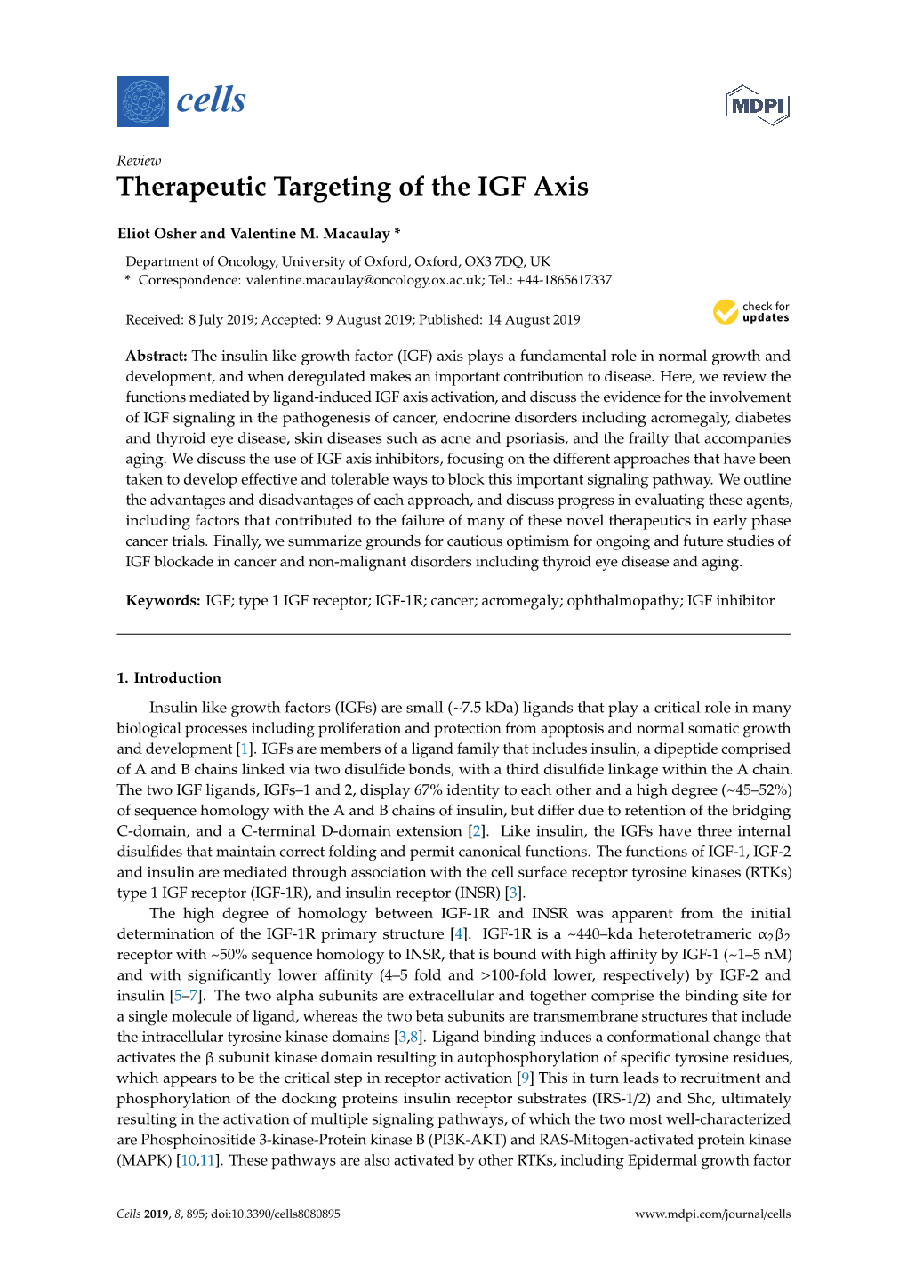 Therapeutic Targeting of the IGF Axis