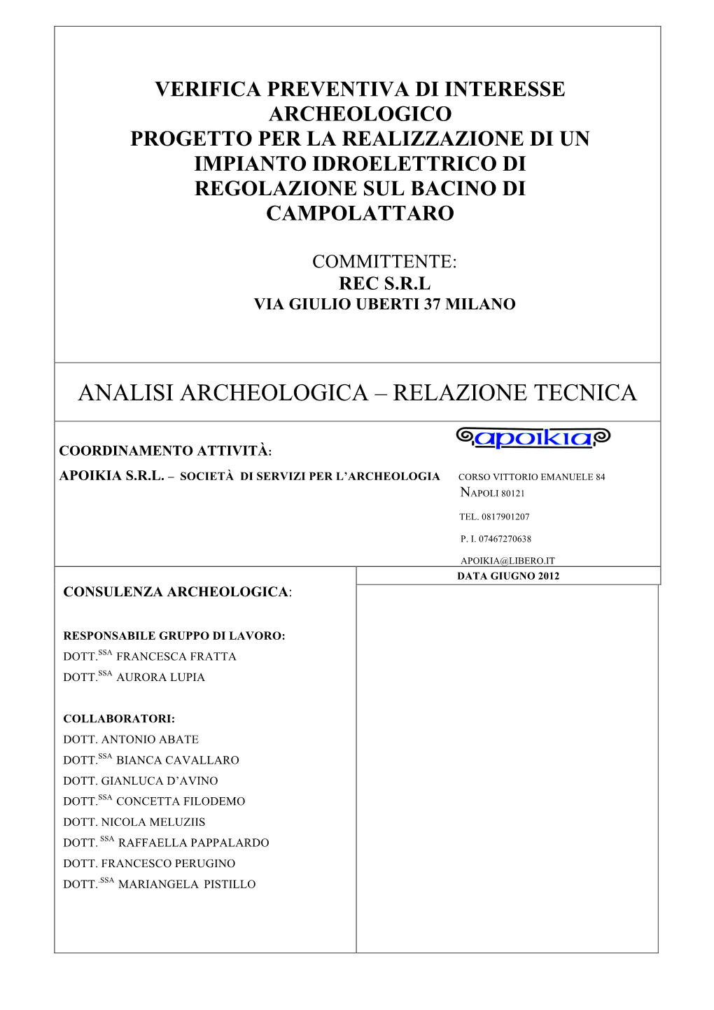 Relazione Tecnica