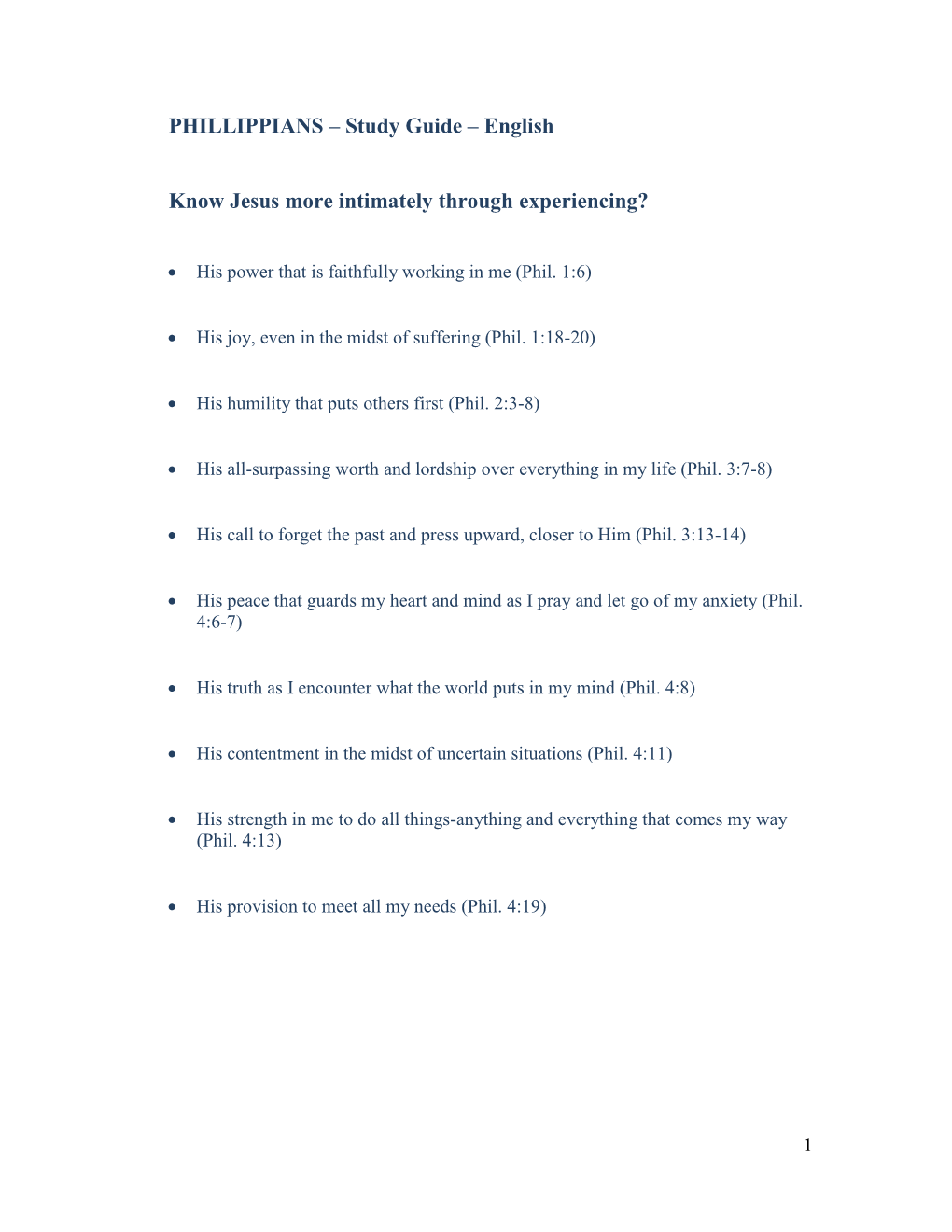 PHILLIPPIANS – Study Guide – English Know Jesus More