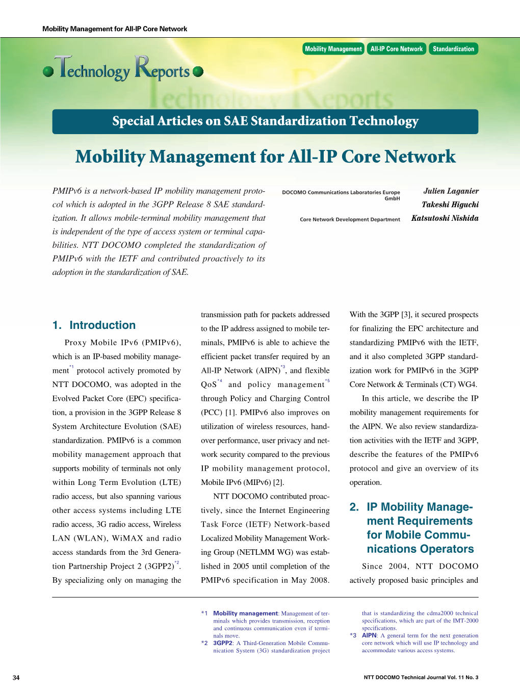 Mobility Management for All-IP Core Network