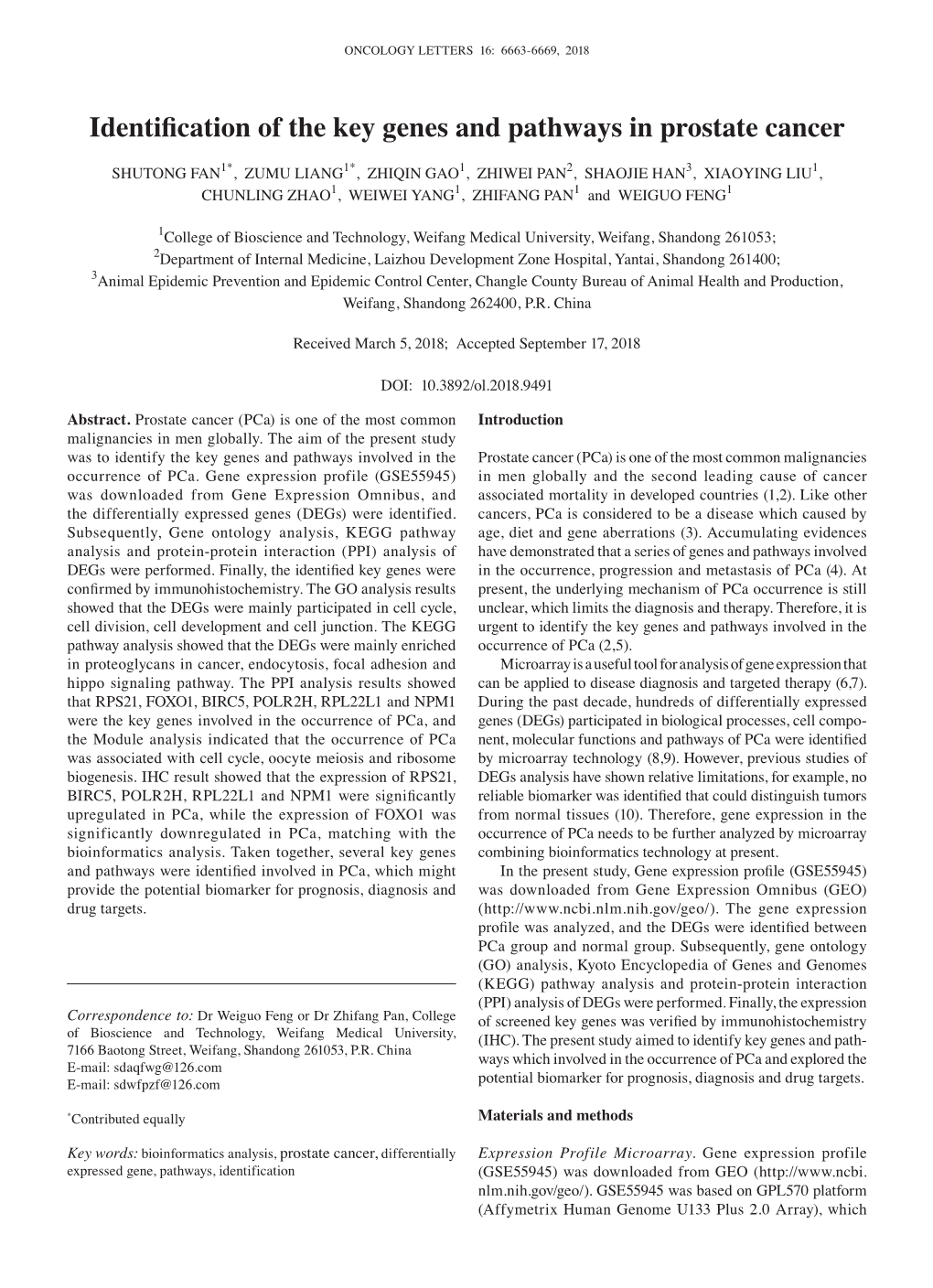 Identification of the Key Genes and Pathways in Prostate Cancer