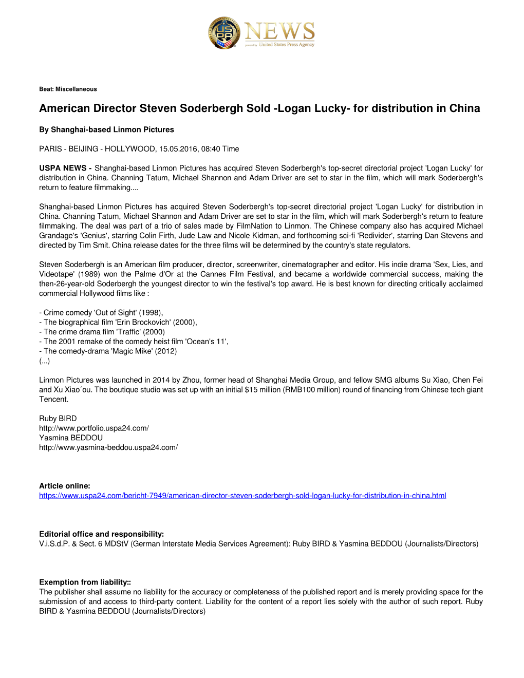 Logan Lucky- for Distribution in China