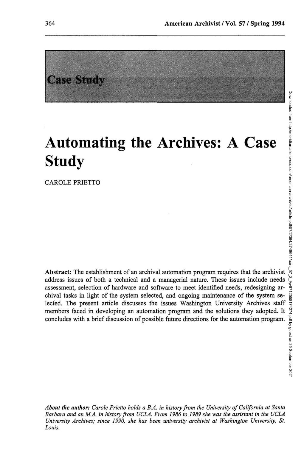 Automating the Archives: a Case Study