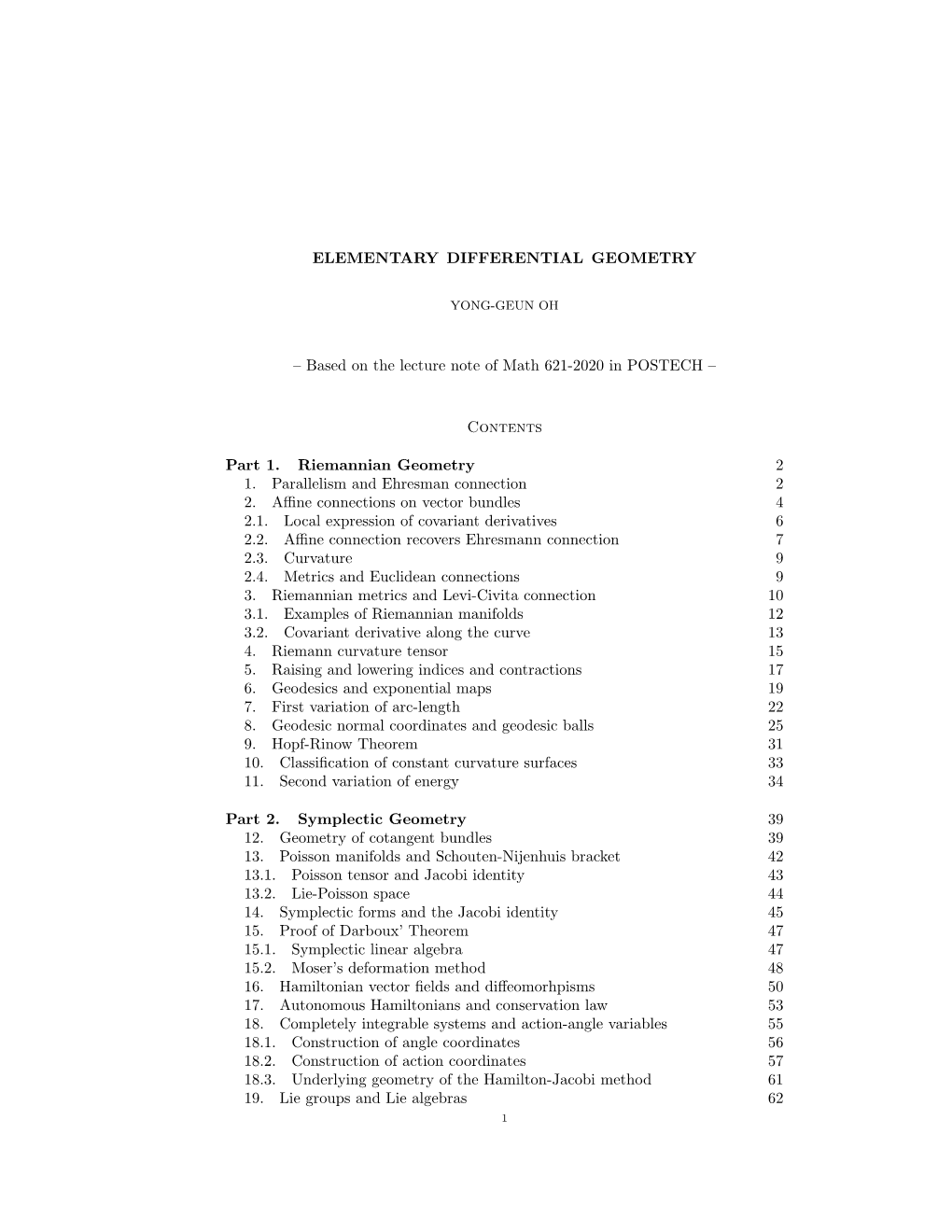 Elementary Differential Geometry