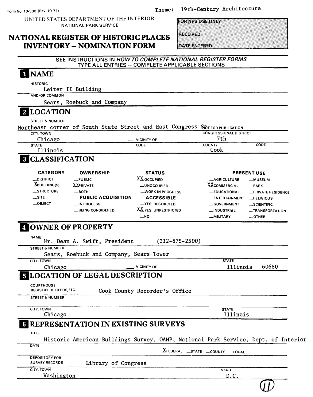 National Register of Historic Places Inventory -- Nomination Form