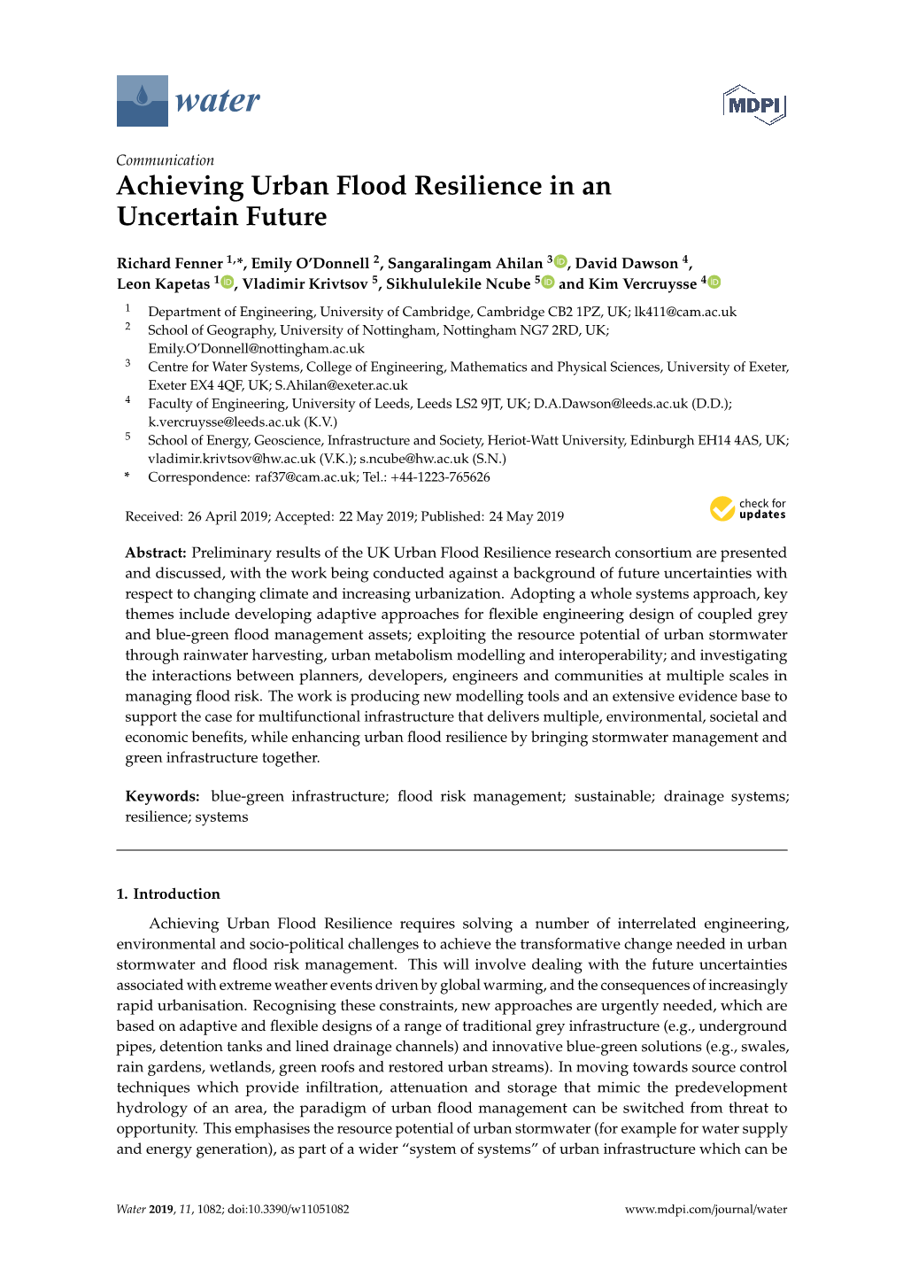 Achieving Urban Flood Resilience in an Uncertain Future