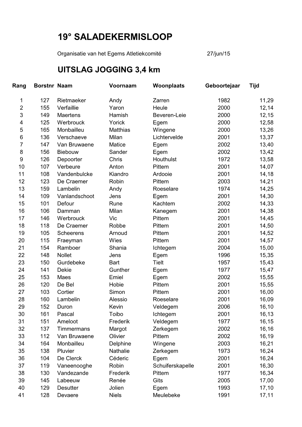 19° Saladekermisloop