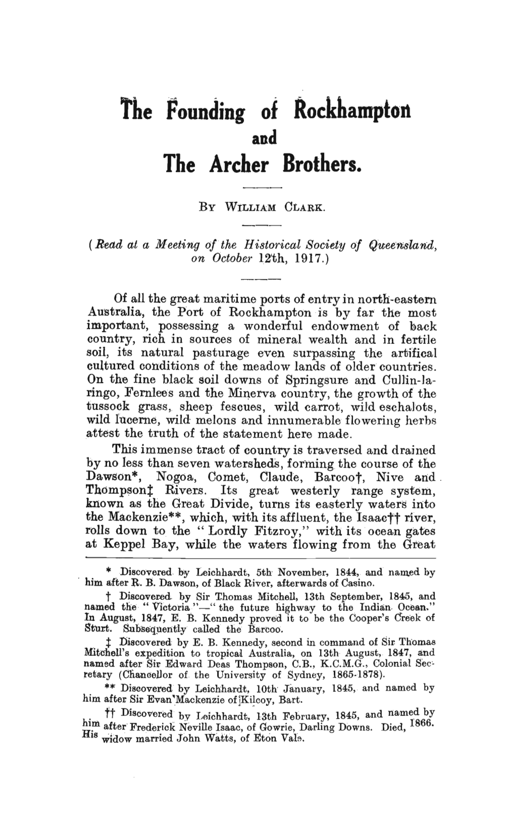 The Pounding of Rockhampton the Archer Brothers