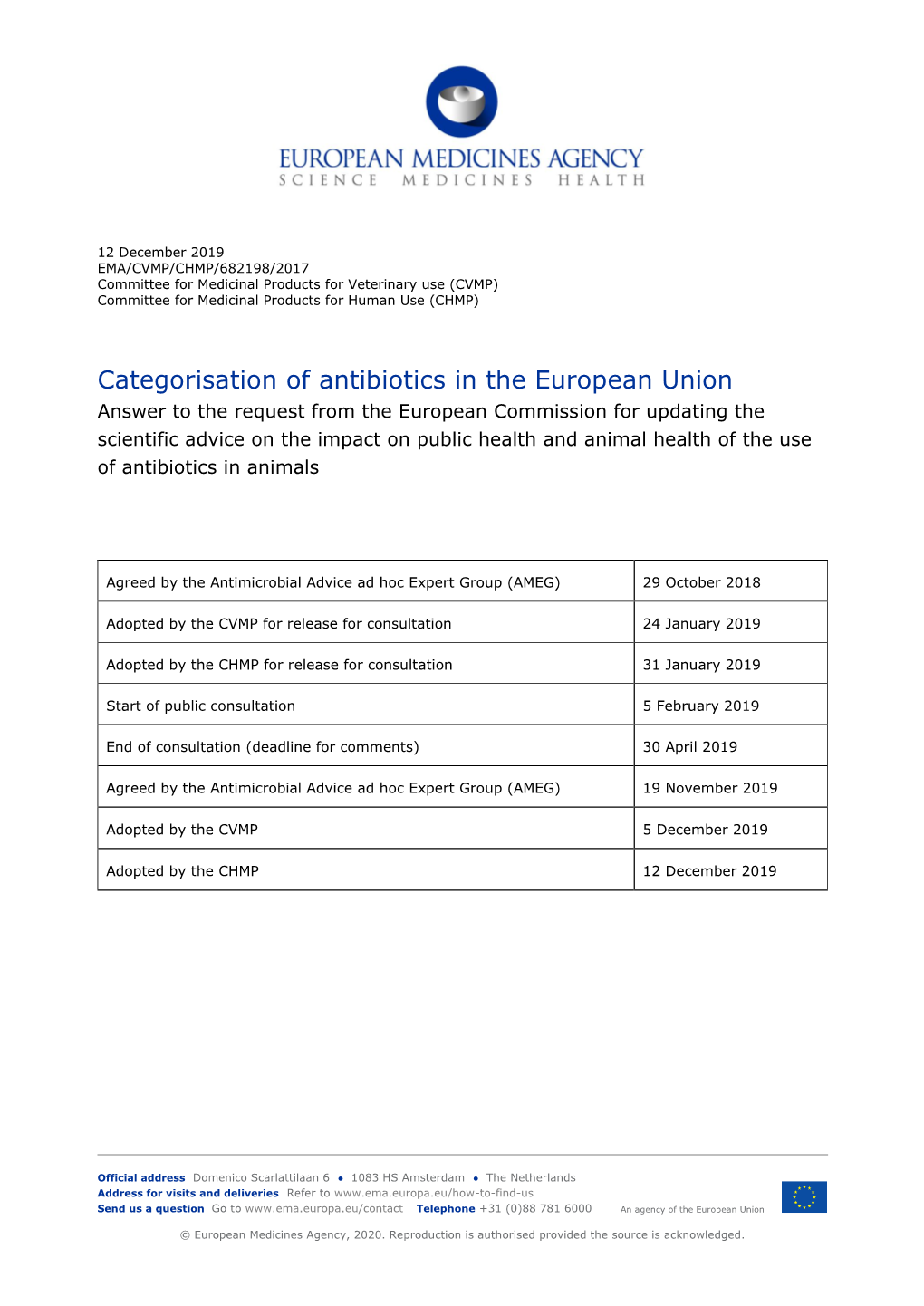 AMEG Categorisation of Antibiotics