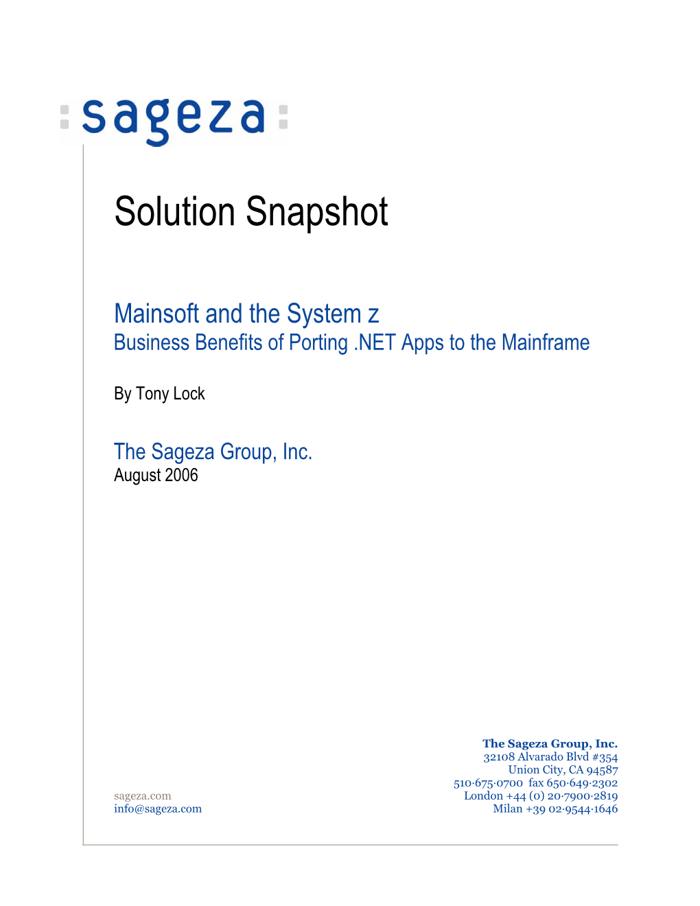 Solution Snapshot