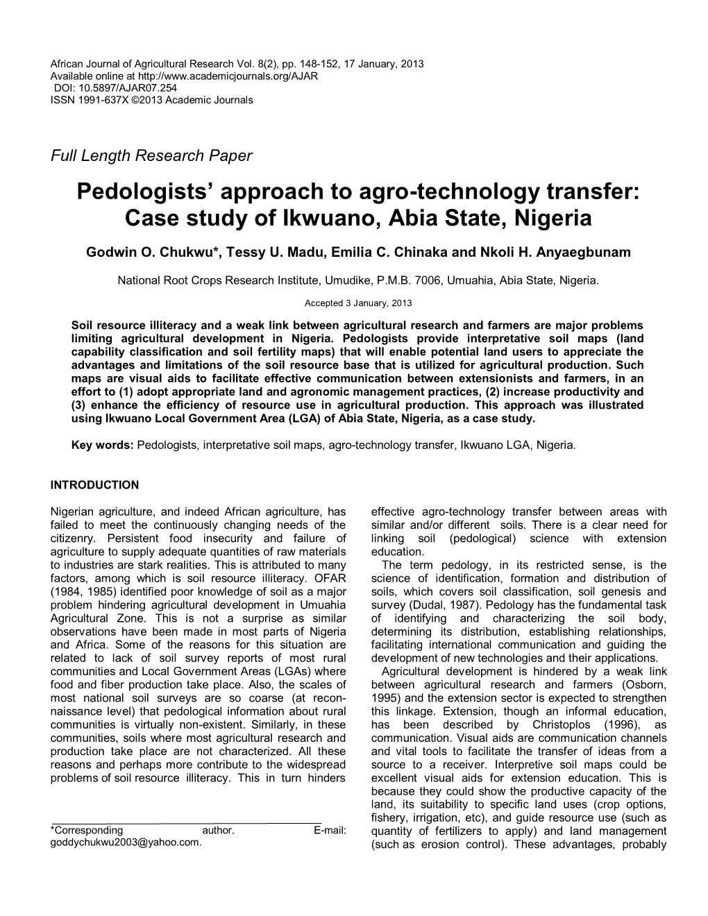 Case Study of Ikwuano, Abia State, Nigeria