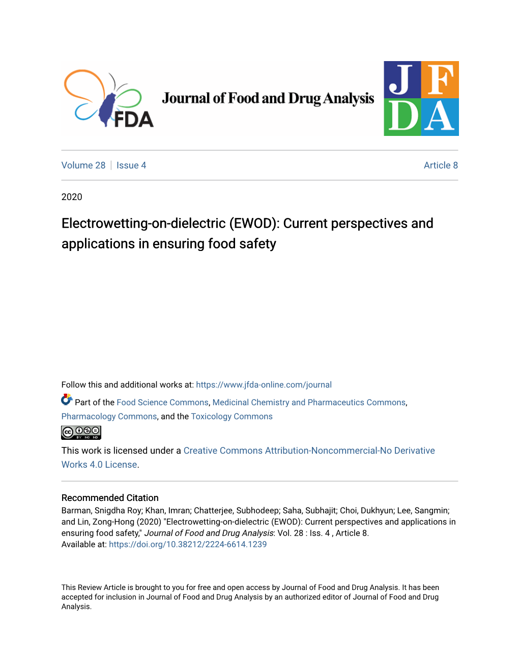 (EWOD): Current Perspectives and Applications in Ensuring Food Safety