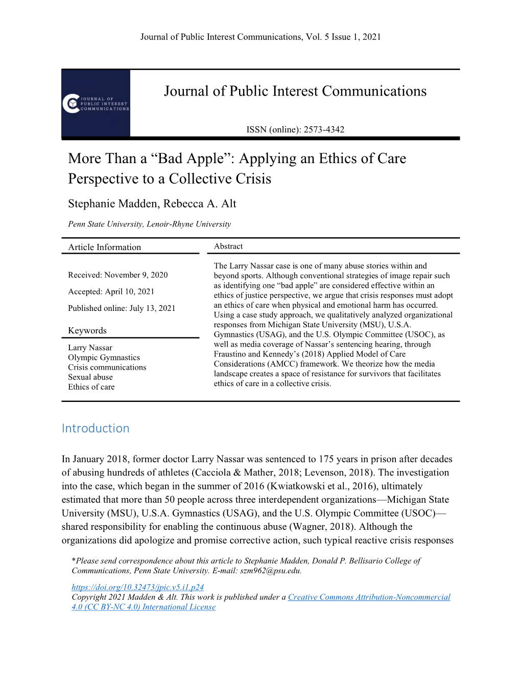 “Bad Apple”: Applying an Ethics of Care Perspective to a Collective