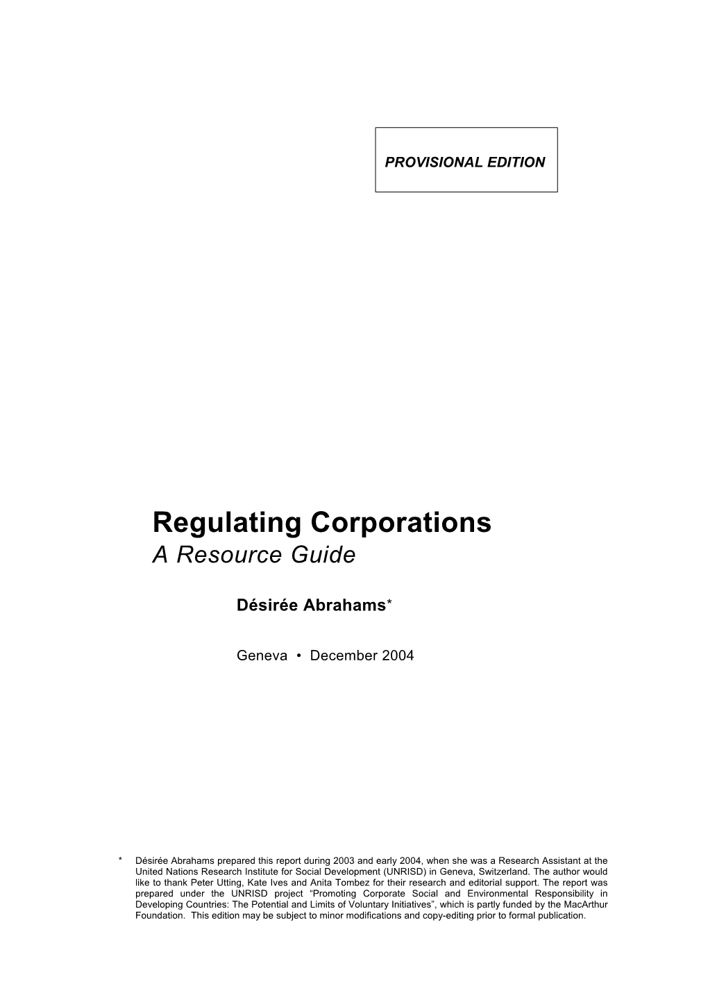 Regulating Corporations