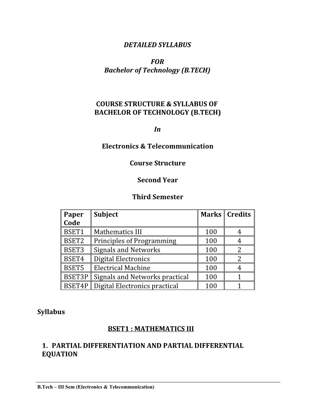 Course Structure & Syllabus of Diploma Engineering