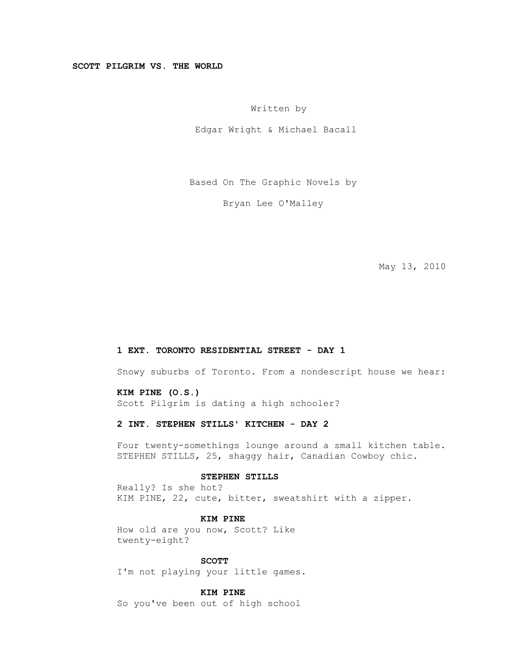 SCOTT PILGRIM VS. the WORLD Written by Edgar Wright & Michael