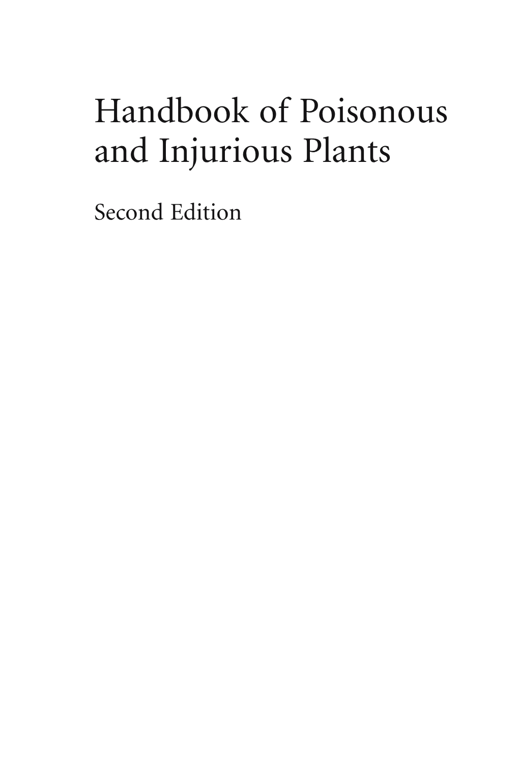 Handbook of Poisonous and Injurious Plants