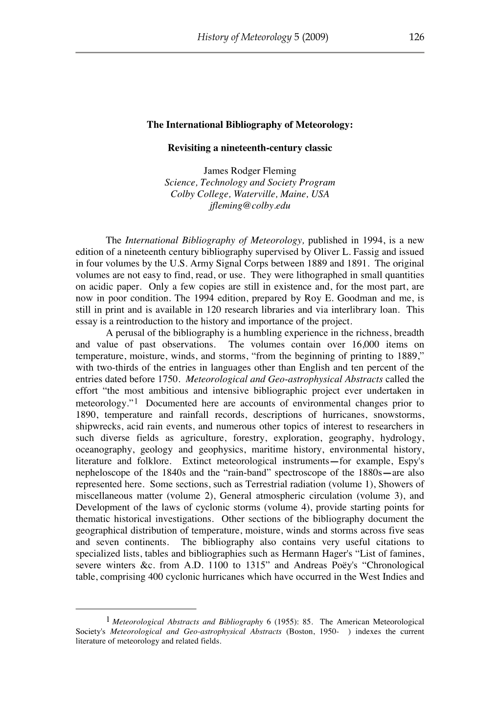 History of Meteorology 5 (2009) 126