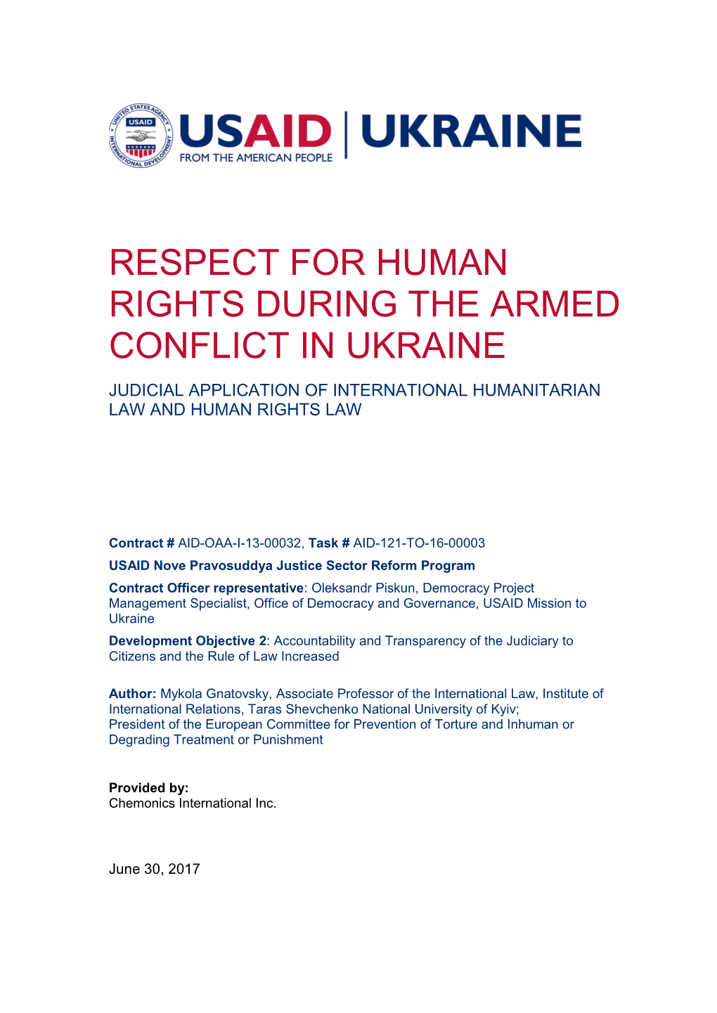 Respect for Human Rights During the Armed Conflict in Ukraine