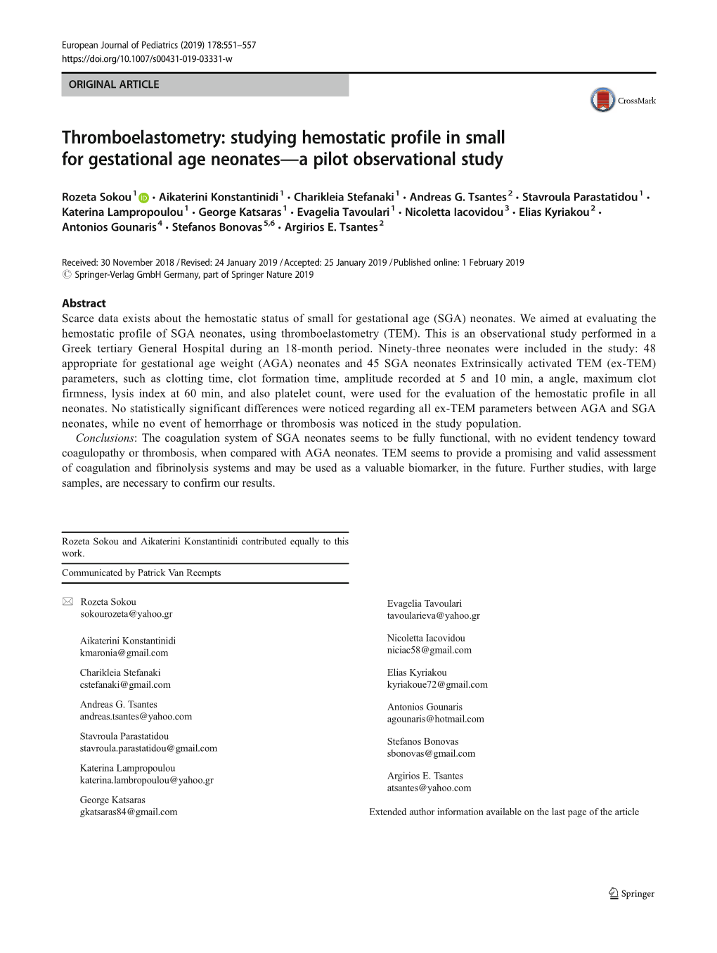 Thromboelastometry: Studying Hemostatic Profile in Small for Gestational Age Neonates—A Pilot Observational Study