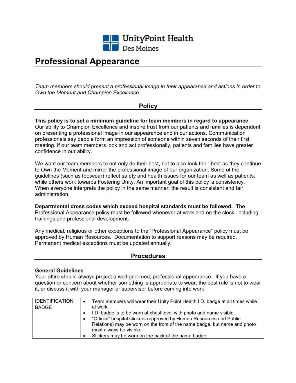 2019 Professional Appearance and Dress Code.Pdf