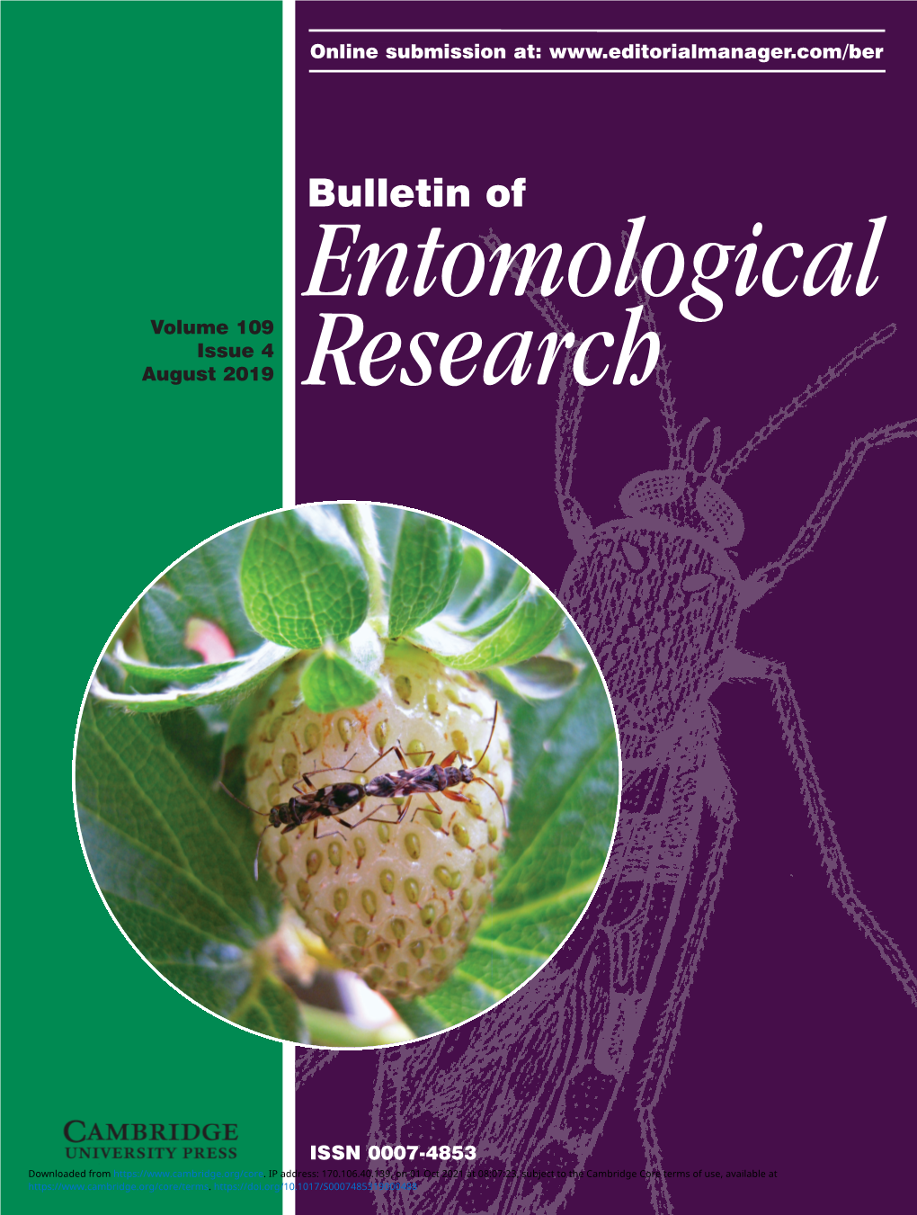 Bulletin of Entomological Volume 109 Issue 4