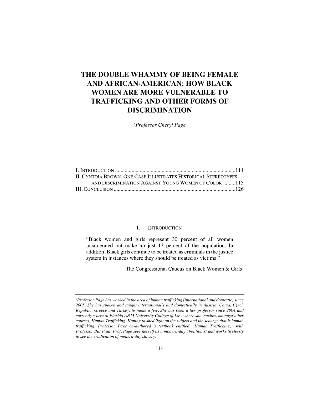 The Double Whammy of Being Female and African-American: How Black Women Are More Vulnerable to Trafficking and Other Forms of Discrimination