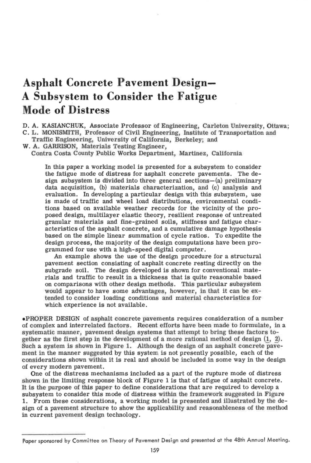 Asphalt Concrete Pavement Design­ a Subsystem to Consider the Fatigue Mode of Distress