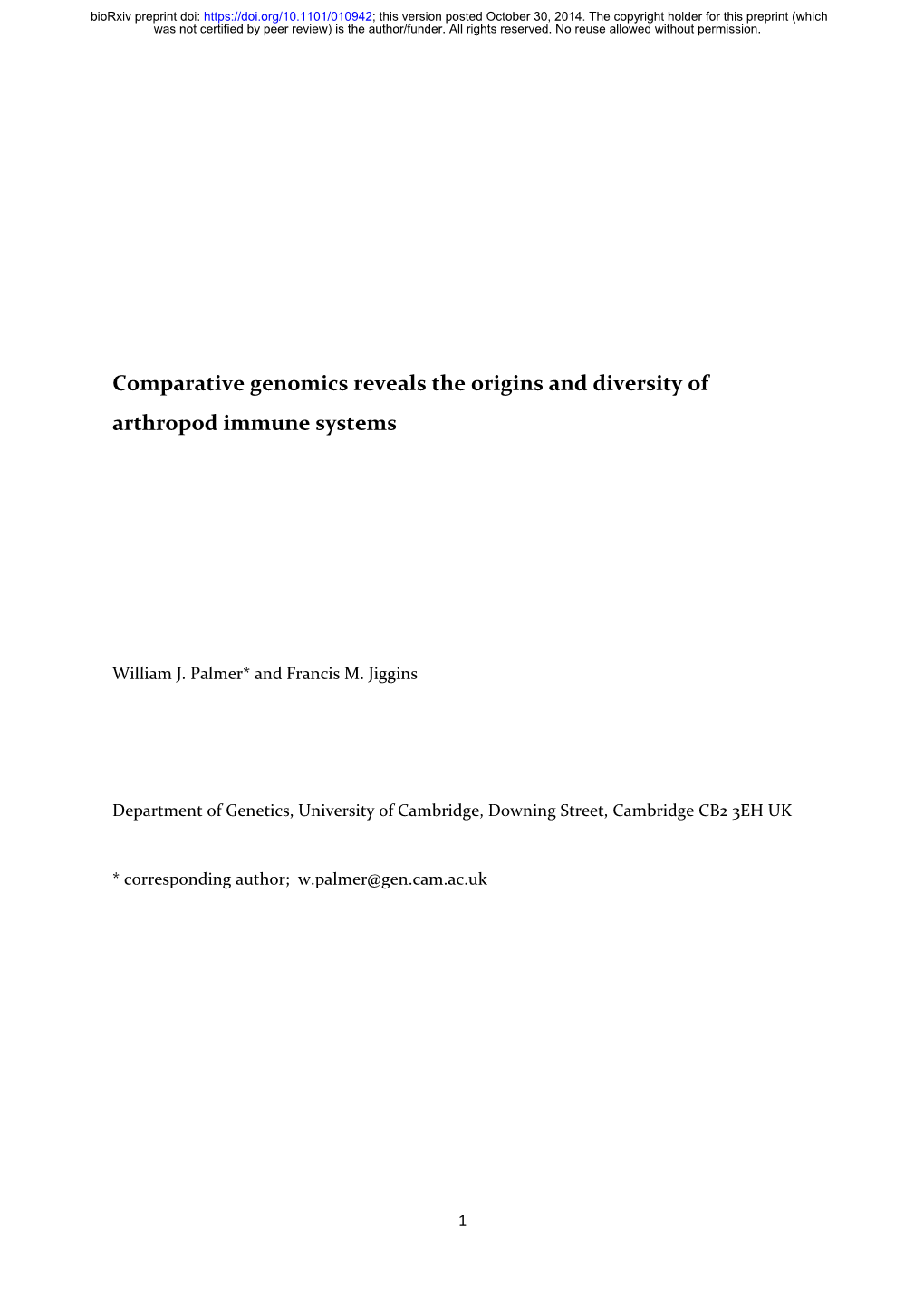 Comparative Genomics Reveals the Origins and Diversity of Arthropod Immune Systems