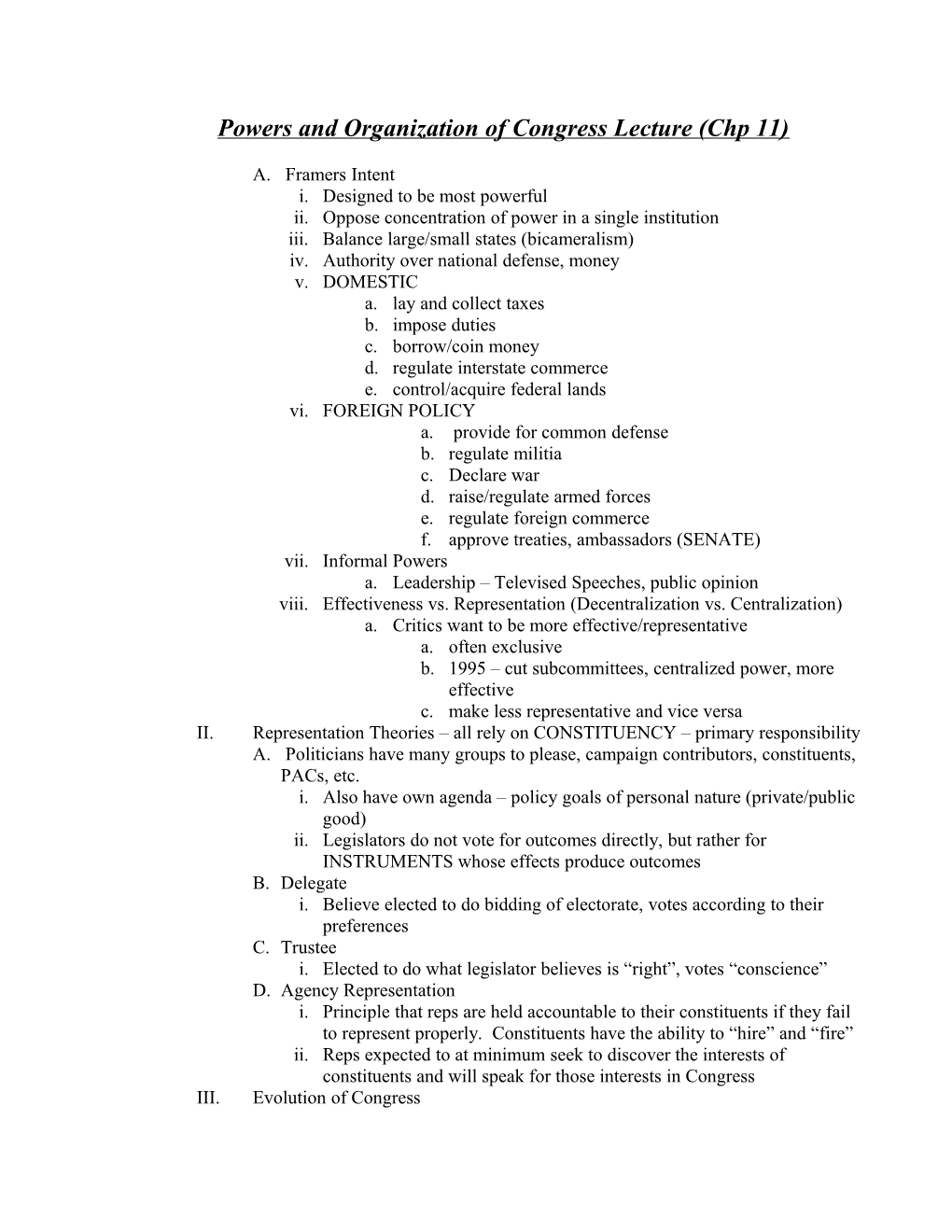 Organization Of Congress Lecture CHP 11