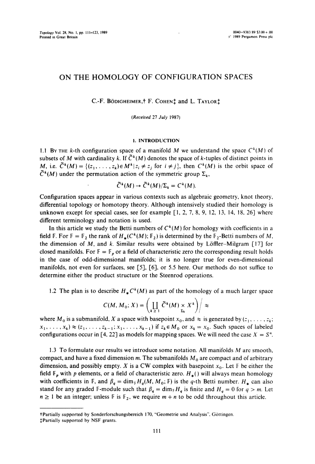 On the Homology of Configuration Spaces