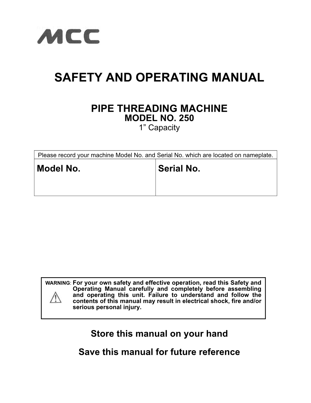 Safety and Operating Manual