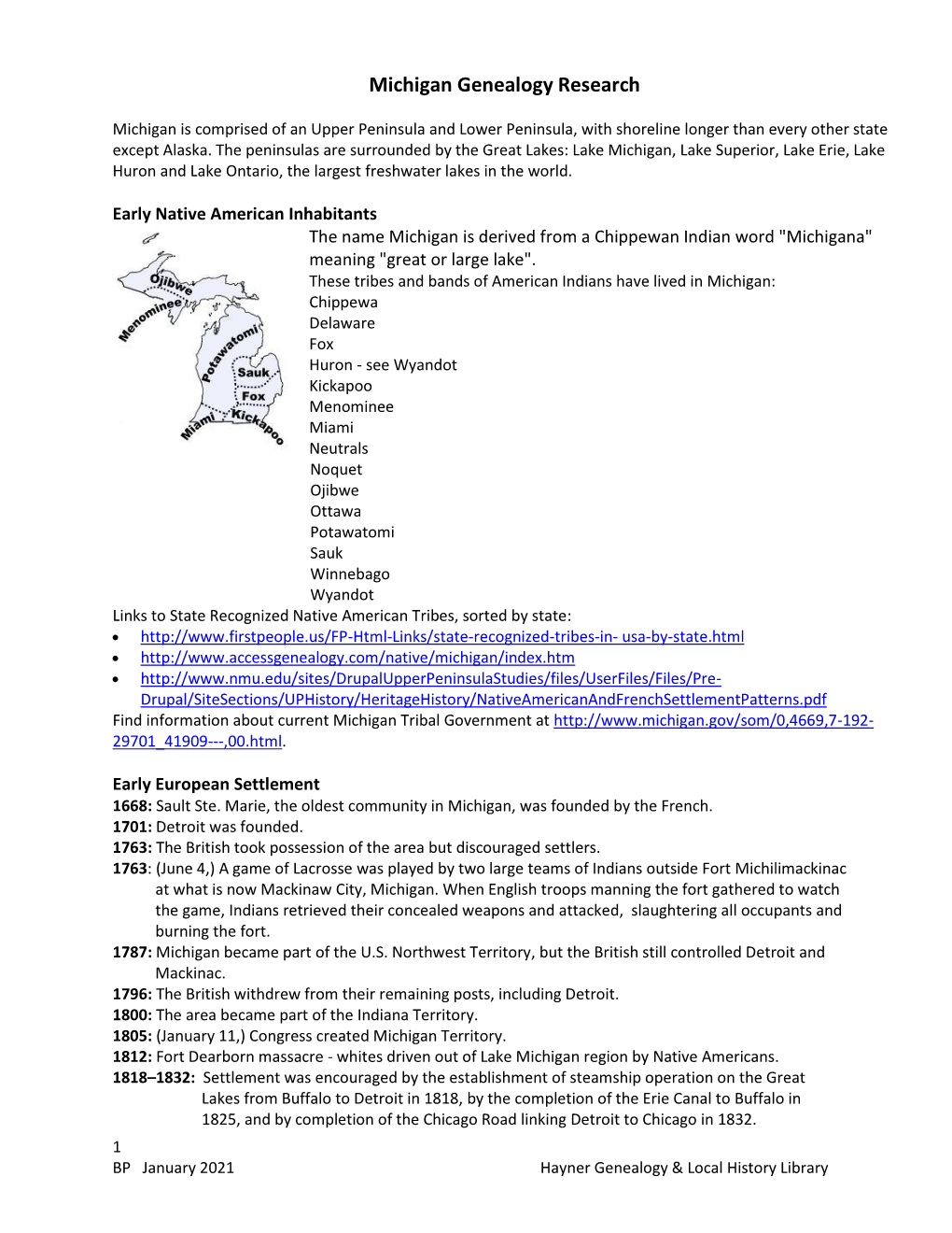 Michigan Genealogy Research