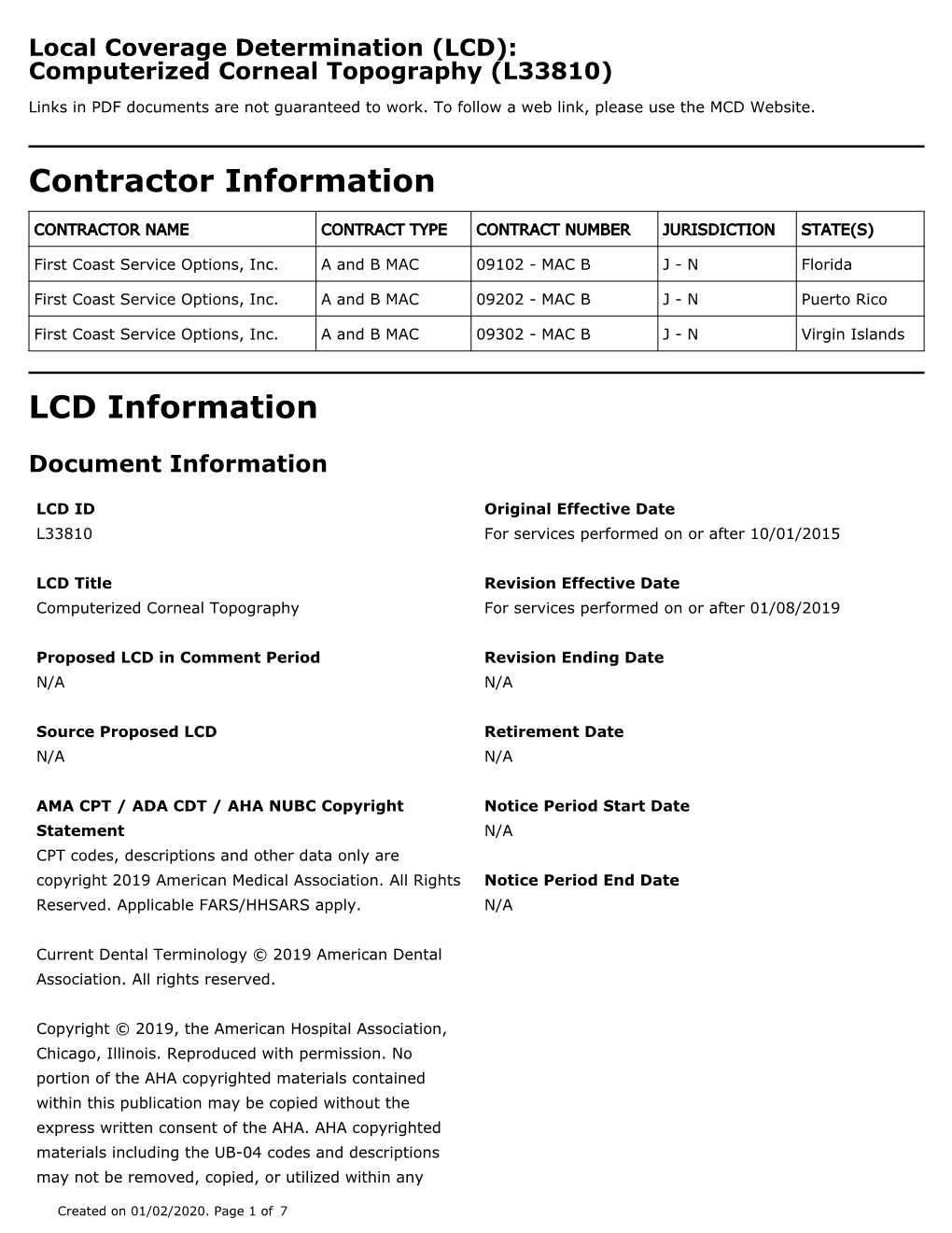 LCD): Computerized Corneal Topography (L33810