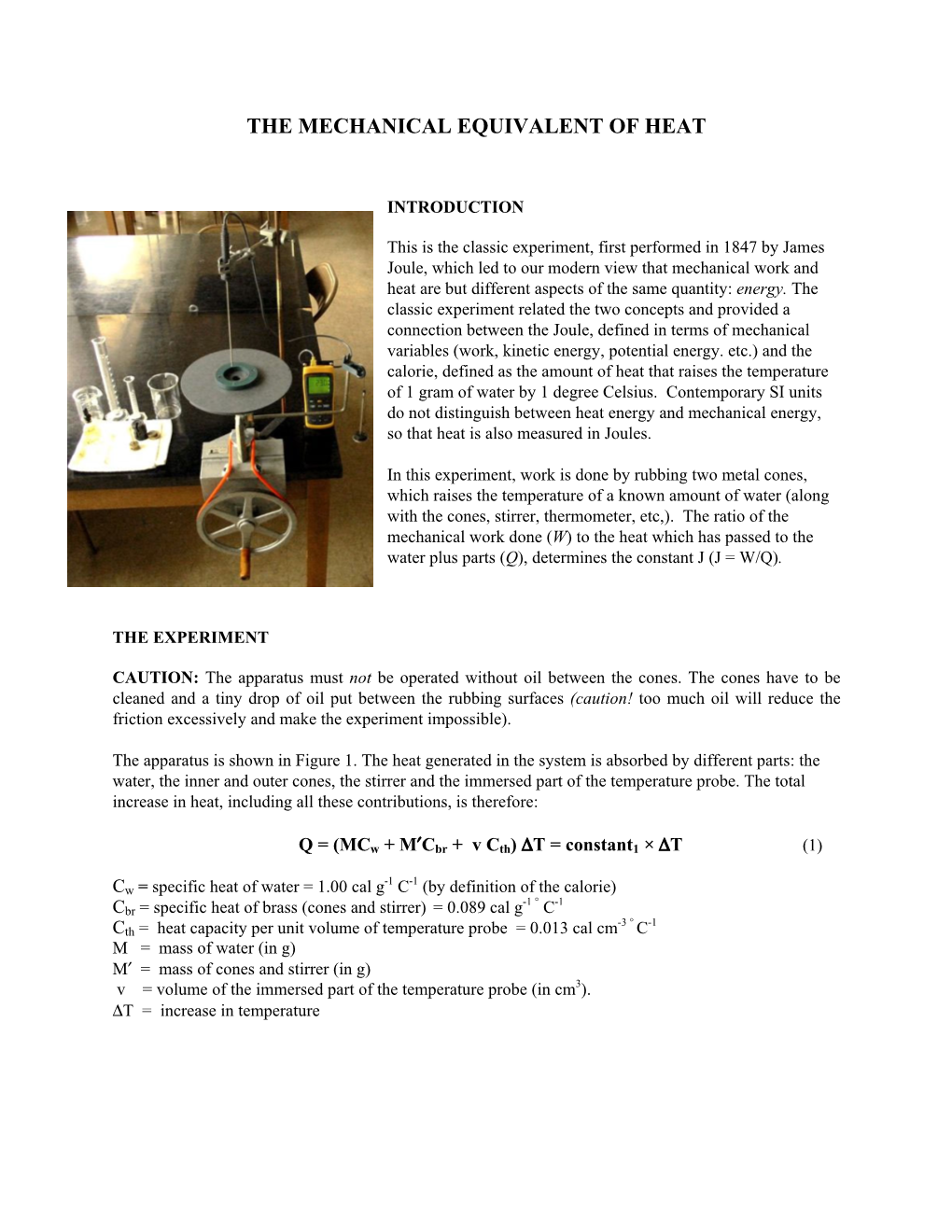 The Mechanical Equivalent of Heat