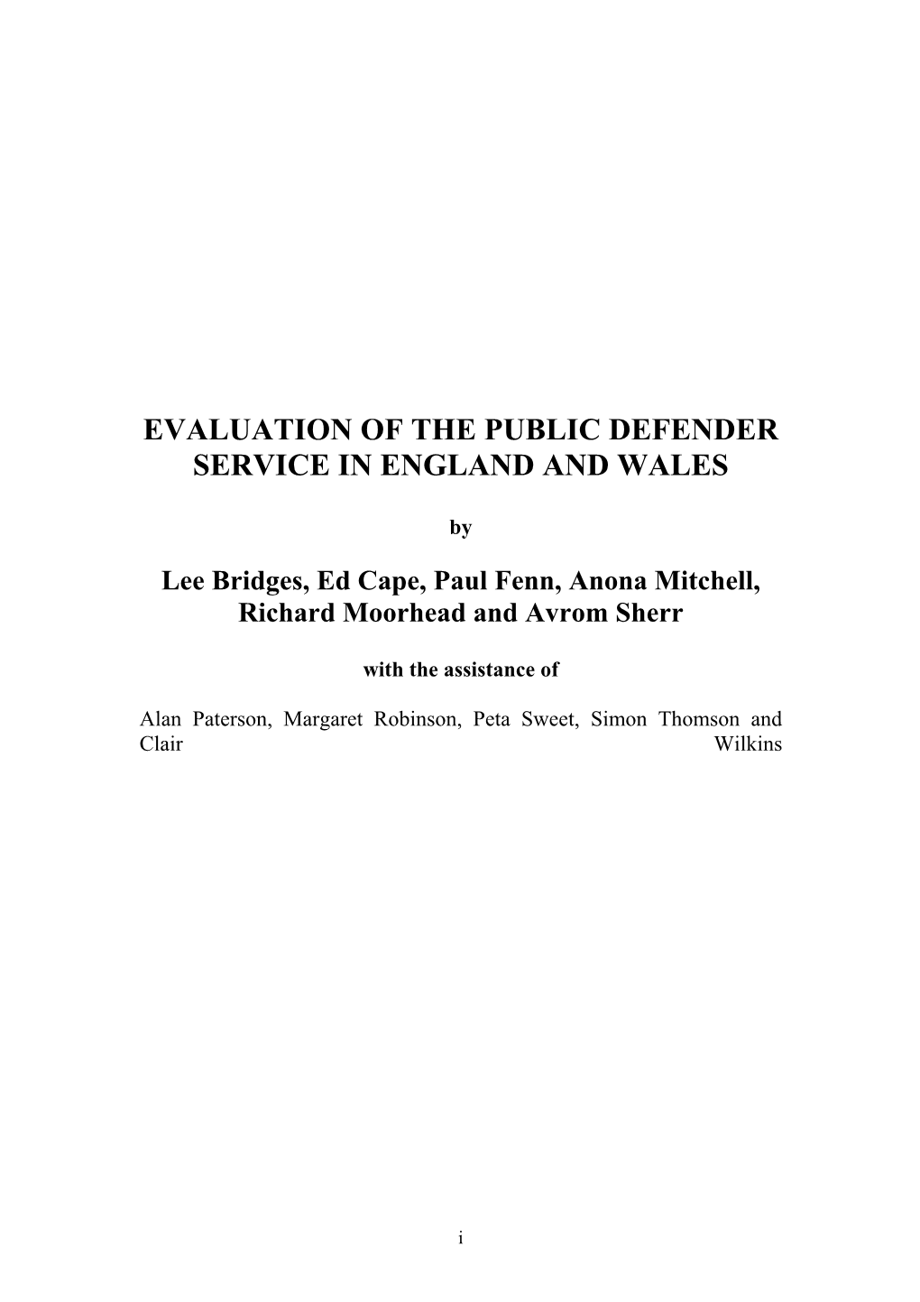 The Context of the Public Defender Service in England and Wales and Research Methodology 1