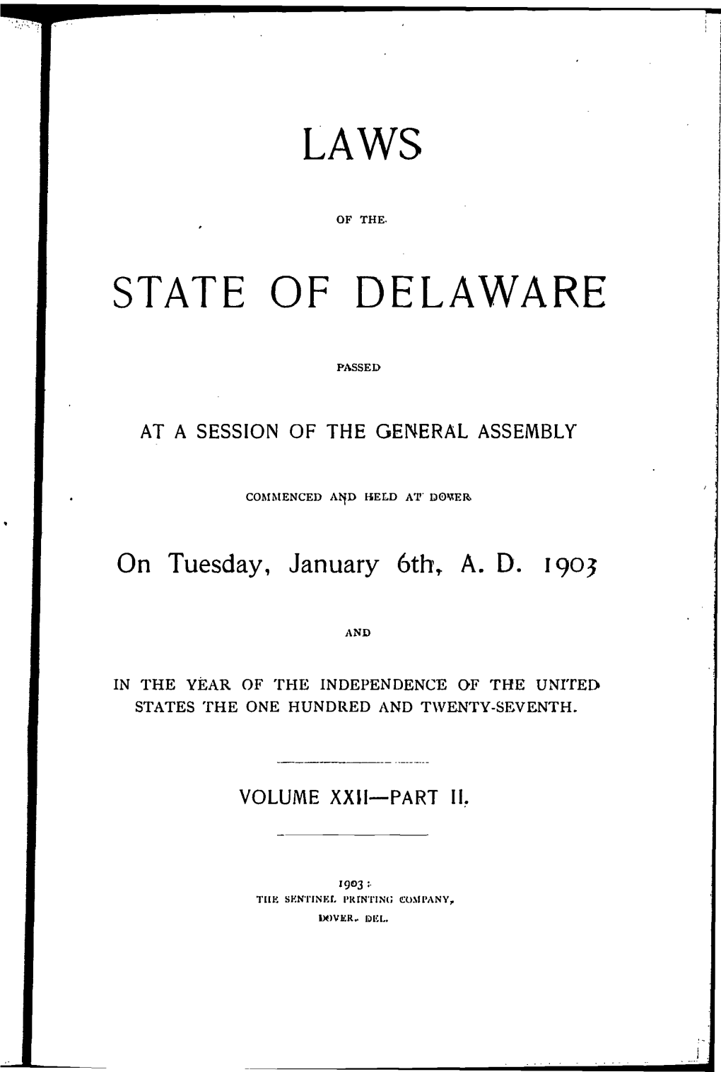 Laws of the State of Delaware;