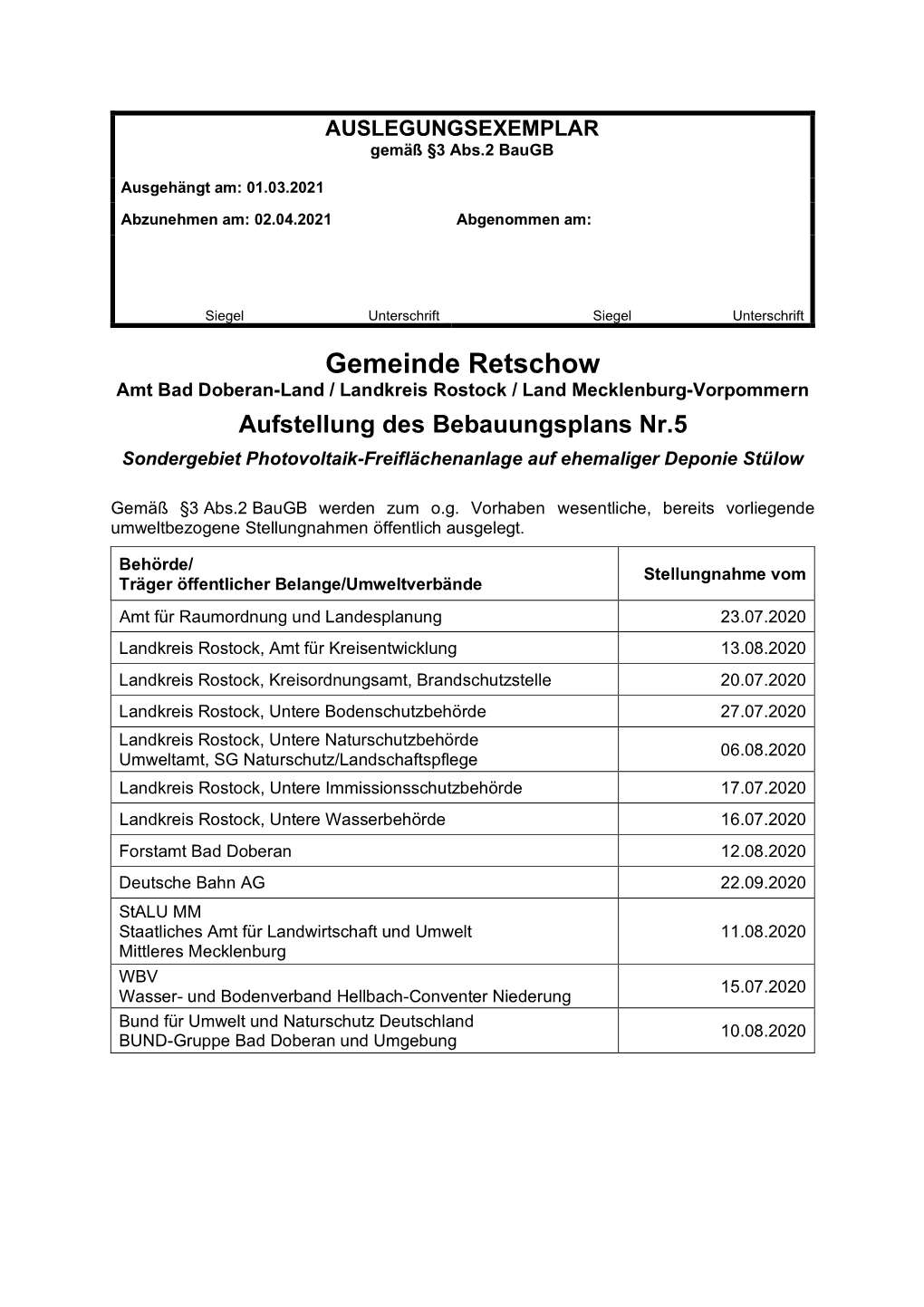 Gemeinde Retschow