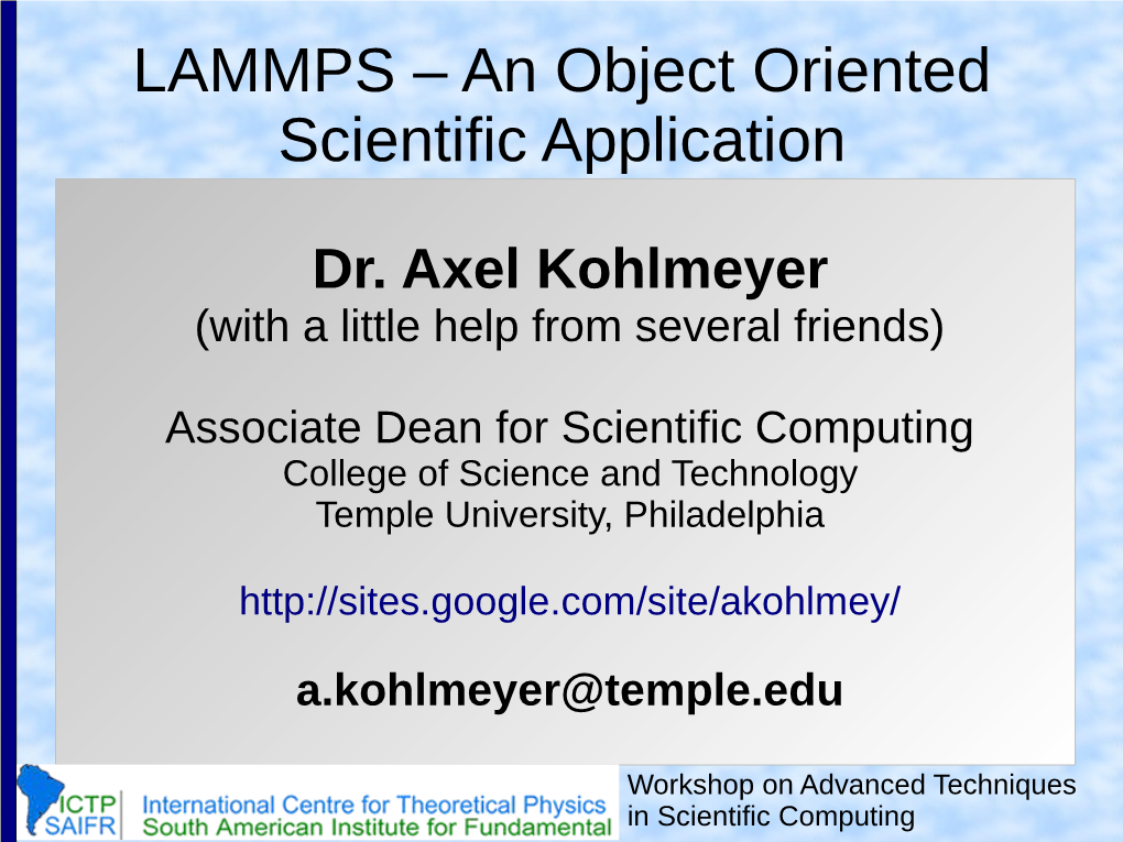 LAMMPS – an Object Oriented Scientific Application