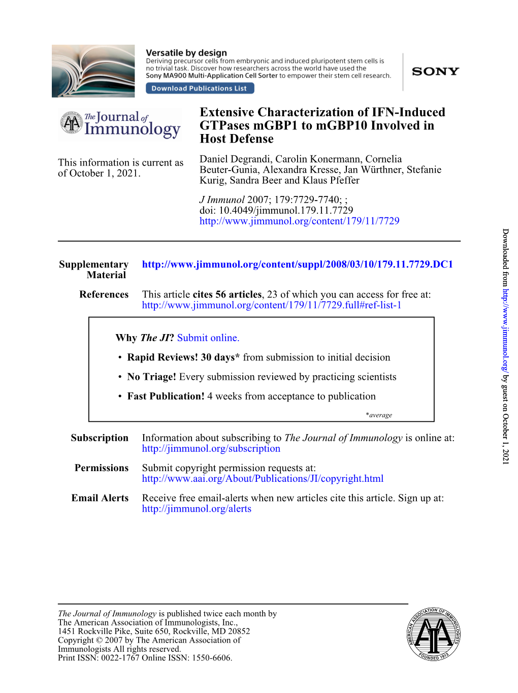 Extensive Characterization of IFN-Induced Gtpases Mgbp1 to Mgbp10 Involved in Host Defense